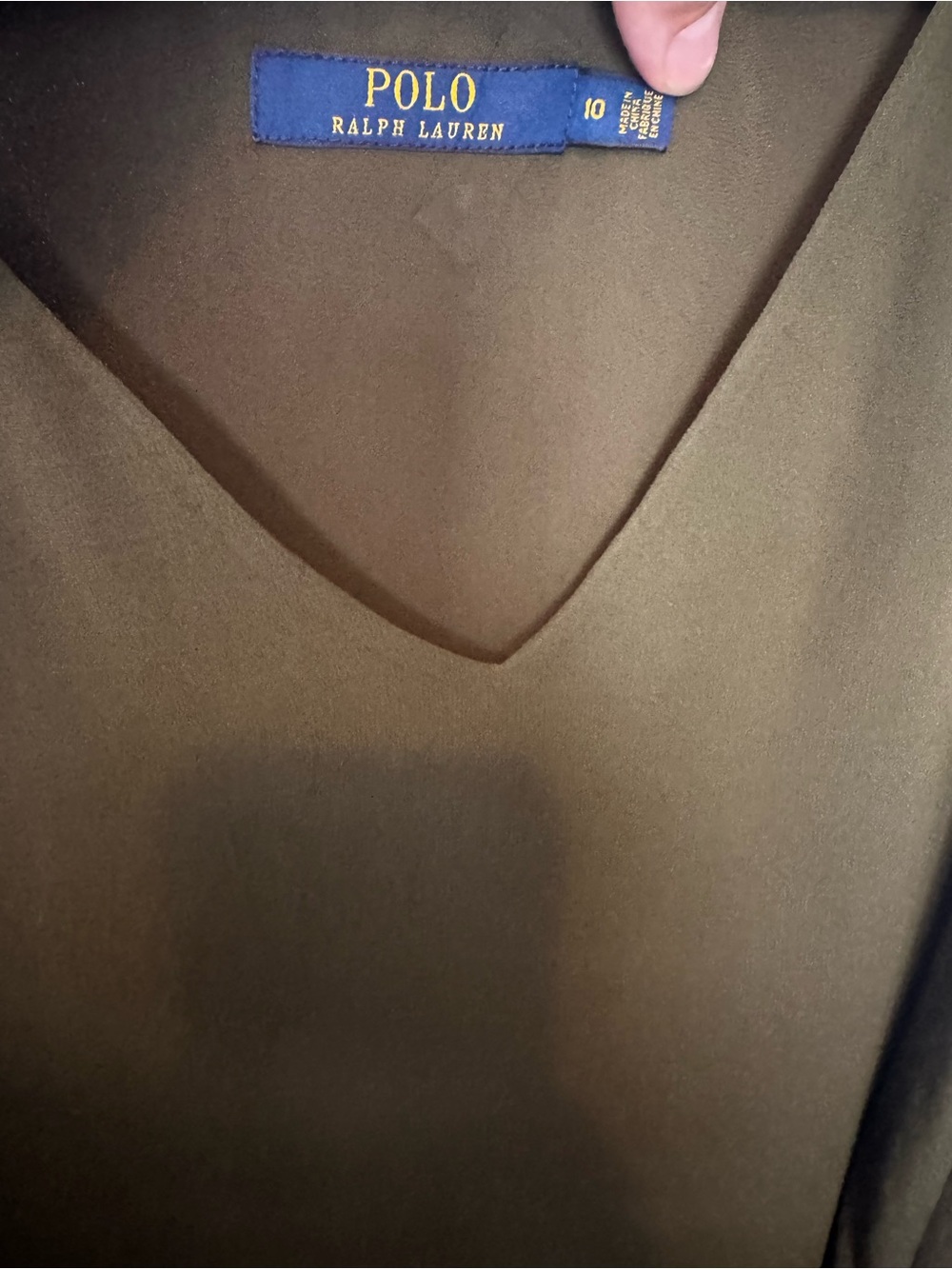 Polo Ralph Lauren V-Neck Shift Dress in Olive Green size 10 - Picture 3 of 5